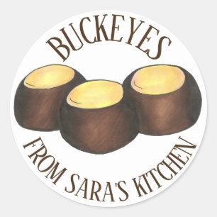 Homemade ohio Buckeye pindakaas Snoep gemaakt door Ronde Sticker