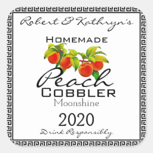 Homemade Peach Cobbler Moonshine - Gepersonaliseer Vierkante Sticker