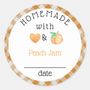 Homemade Peach Jam Gingham Ronde Sticker
