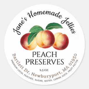  homemade Peach Preserve gelabeld Ronde Sticker