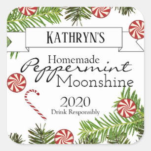 Homemade Peppermint Moonshine Persoonlijk Vierkante Sticker