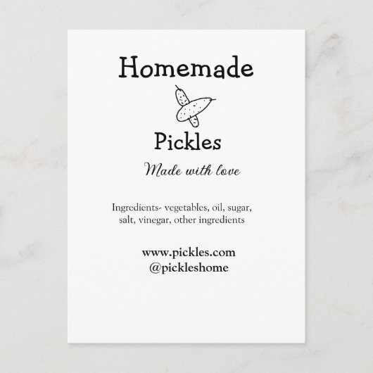 Homemade pickles gemaakt met liefde tekstwebsite t briefkaart (Voorkant)