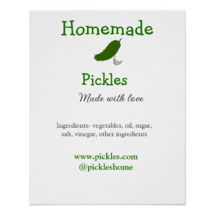 Homemade pickles gemaakt met liefde tekstwebsite t perfect poster