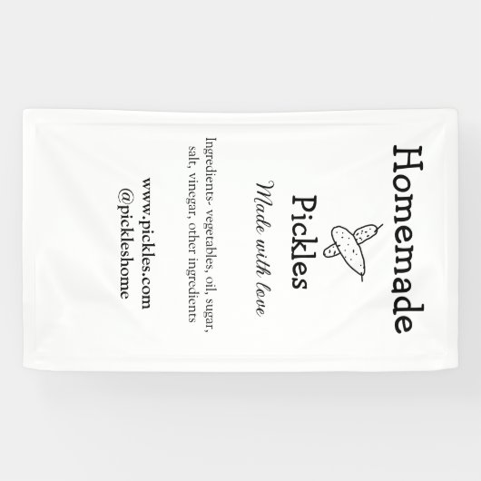 Homemade pickles gemaakt met liefde tekstwebsite t spandoek (Horizontaal)