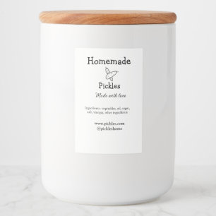 Homemade pickles gemaakt met liefde tekstwebsite t voedselcontainer etiket
