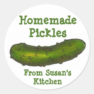 Homemade Pickles Personalized Green Dill Pickle Ronde Sticker