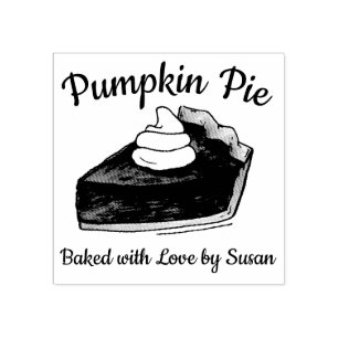 Homemade Pumpkin Pie Slice met liefdesbakkerij Rubberstempel
