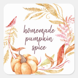 Homemade Pumpkin Spice Waterverf Foliage Label