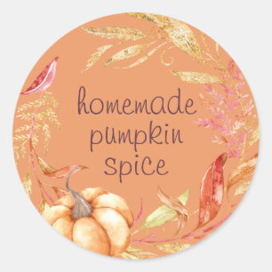 Homemade Pumpkin Spice Waterverf Foliage Sinaasapp Ronde Sticker