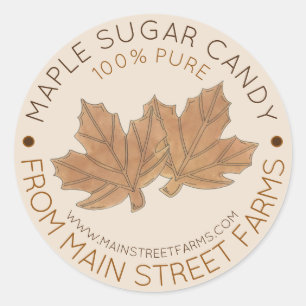 Homemade Pure Organic Maple Sugar Snoep Vermont Ronde Sticker