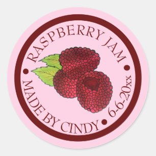 Homemade raaspberry Jam Jelly PReserves, geconserv Ronde Sticker