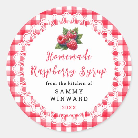 Homemade Raspberry Syrup Label (Voorkant)