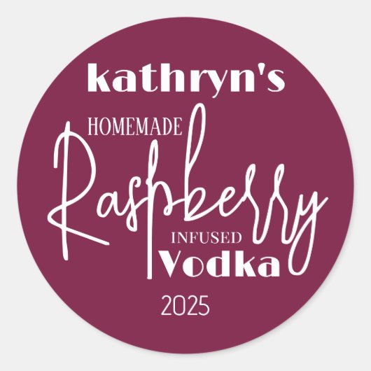 Homemade Raspberry Wodka - Etiket op maat (Voorkant)