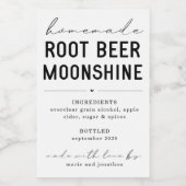 Homemade Root Beer Moonshine Label personaliseren Wijn Etiket (Enkel label)