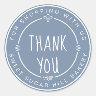 Homemade Small Business Dank u  Blauw Ronde Sticker