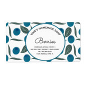 Homemade Soap Business Blueberries Hand Drawn Etiket (Voorkant)