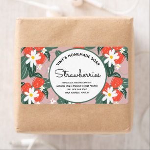 Homemade Soap Business Strawberries Hand Drawn Etiket