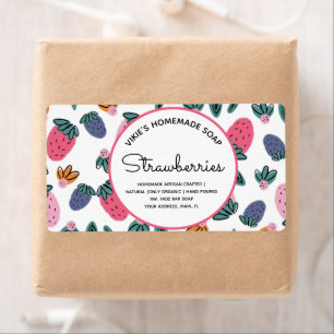 Homemade Soap Business Strawberries Patroon Etiket
