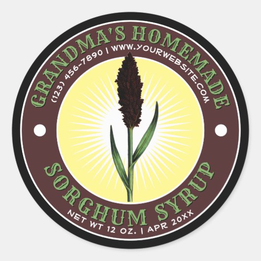 Homemade Sorghum Syrup Label Sjabloon (Voorkant)