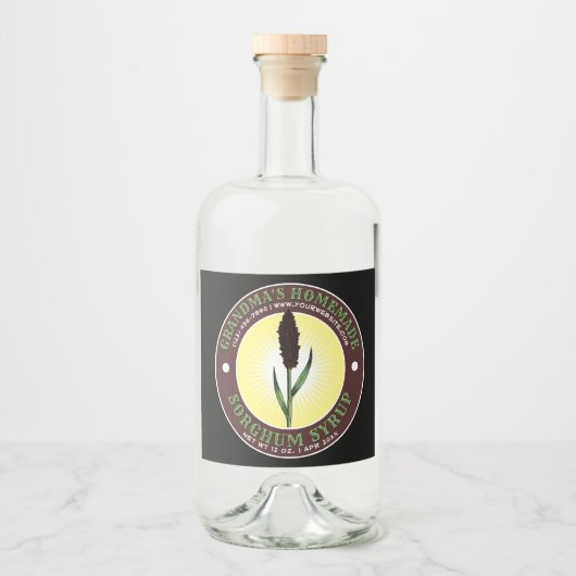 Homemade Sorghum Syrup Label Sjabloon Likeurfles Etiket (Voorkant)