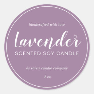 Homemade Soy Candle Calligraphy Dusty Lavender Ronde Sticker