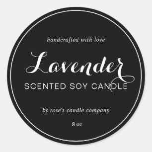 Homemade Soy Candle Chic Calligraphy Black Ronde Sticker