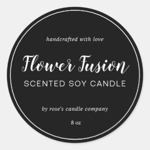 Homemade Soy Candle Chic Calligraphy Black Ronde Sticker