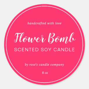 Homemade Soy Candle Chic Calligraphy Diva Pink Ronde Sticker