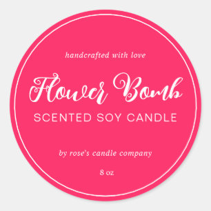 Homemade Soy Candle Chic Calligraphy Diva Pink Ronde Sticker