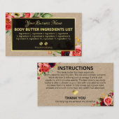 Homemade Spa Ingredients Instructions Visitekaartje (Voorkant / Achterkant)