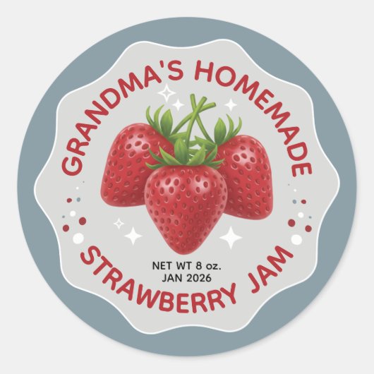 Homemade Strawberry Jam Canning Jar Labels (Voorkant)
