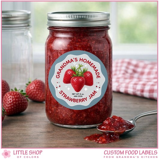 Homemade Strawberry Jam Canning Jar Labels