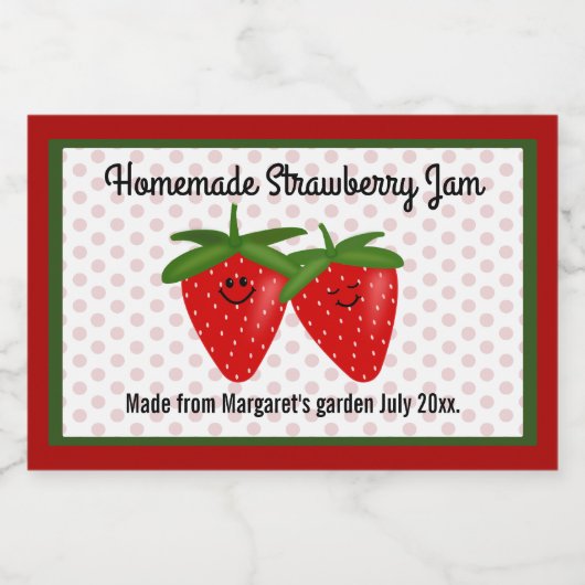 Homemade Strawberry Jam Design Voedselcontainer Etiket (Enkel label)