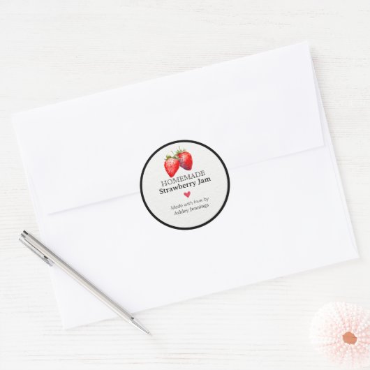 Homemade Strawberry Jam Label | Custom Sticker (Envelop)