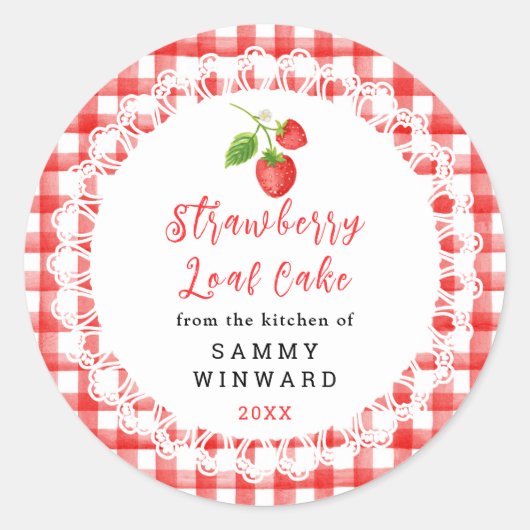 Homemade Strawberry Loaf Cake Label (Voorkant)