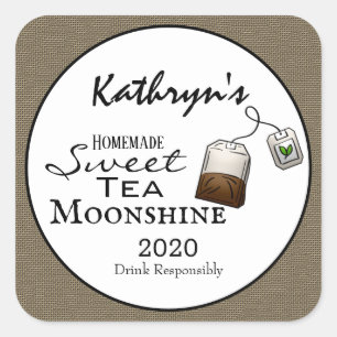 Homemade Sweet Tea Moonshine Gepersonaliseerd Vierkante Sticker