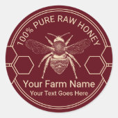 Homemade van bijen Honingpot Boerderij van de Rode Ronde Sticker (Voorkant)