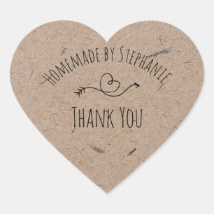 Homemade van Kraft Paper Heart Hartelijk dank Hart Sticker