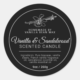 Homemade vanilla sandalwood kandelen ronde sticker