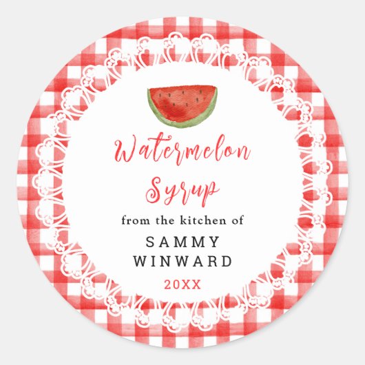 Homemade Watermelon Syrup Label (Voorkant)