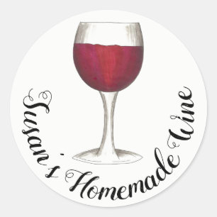Homemade Wine - Gepersonaliseerd rood wijnglas Ronde Sticker