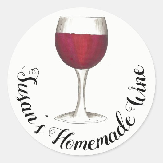 Homemade Wine - Gepersonaliseerd rood wijnglas Ronde Sticker (Voorkant)