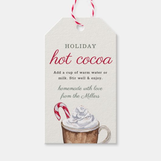 Homemade with Love Holiday Hot Cocoa Mix Christmas Cadeaulabel (Voorkant)