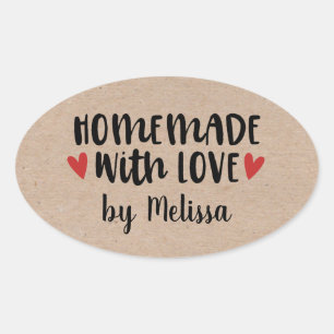 Homemade with Love Kraft gepersonaliseerd Ovale Sticker