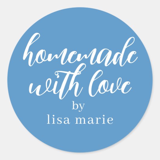 Homemade with Love Personalized Azure Blue Gift Ronde Sticker (Voorkant)