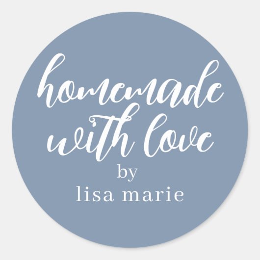 Homemade with Love Personalized Dusty Blue Gift Ronde Sticker (Voorkant)