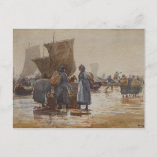 Homer Fisherfolk on Beach at Cullercoats Briefkaart