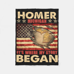 Homer Michigan Usa Vlag 4 juli  Fleece Deken