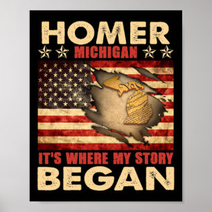 Homer Michigan Usa Vlag 4 juli Poster