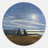 Homer - Moonlight, fijn kunstschilderij, Ronde Sticker (Voorkant)